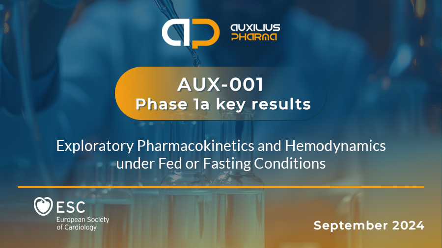 AUX-001 Phase 1a results presented at European Society of Cardiology meeting